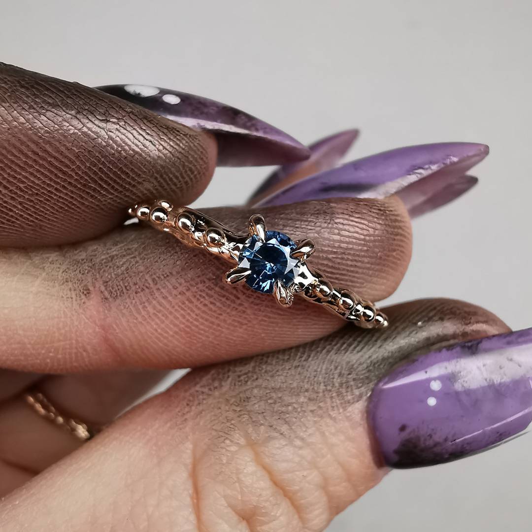 Rose Gold Signature Ring With Sapphire
