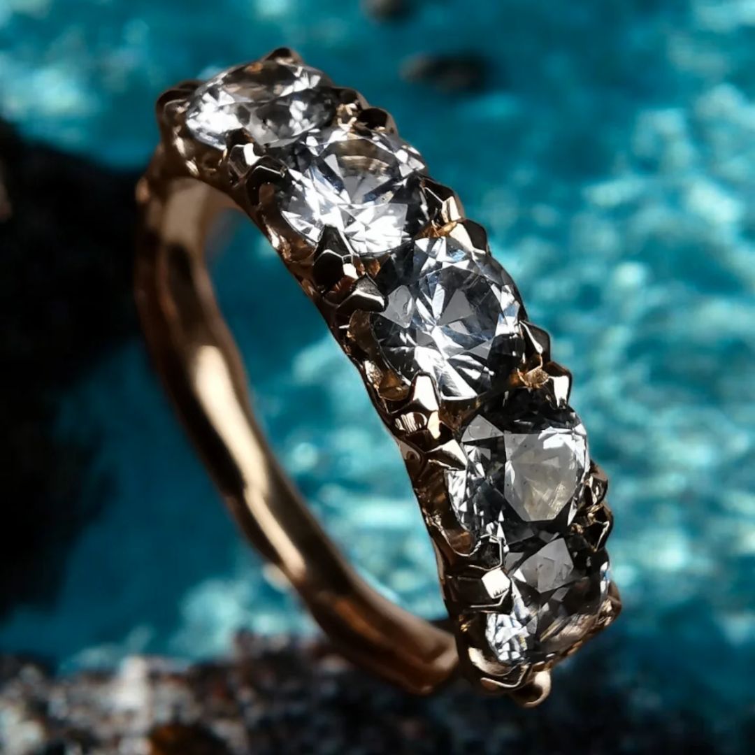 1/2 Eternity Sapphire Rose Gold Band