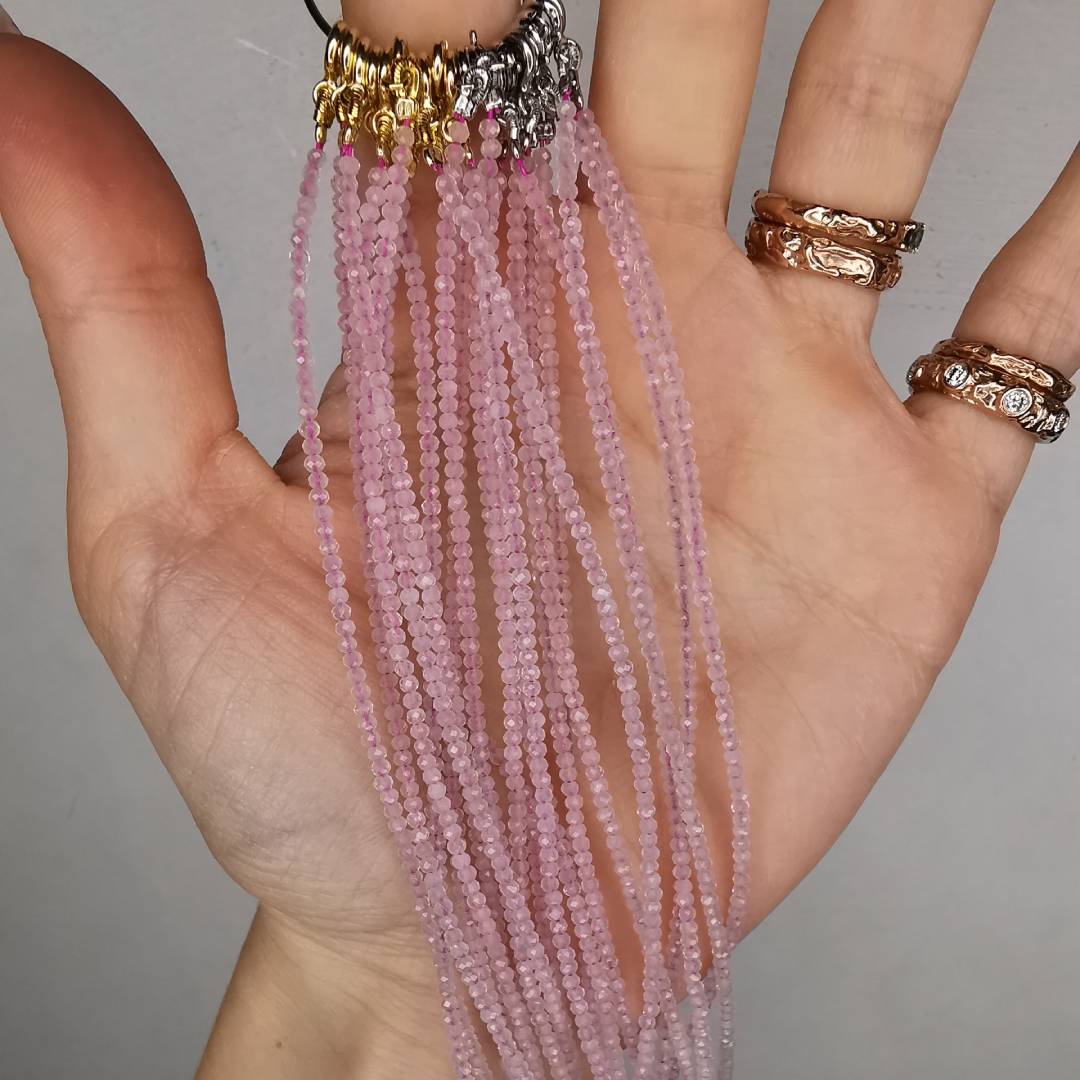 Yellow Gold Plated Silver Bracelet With Rose Quartz