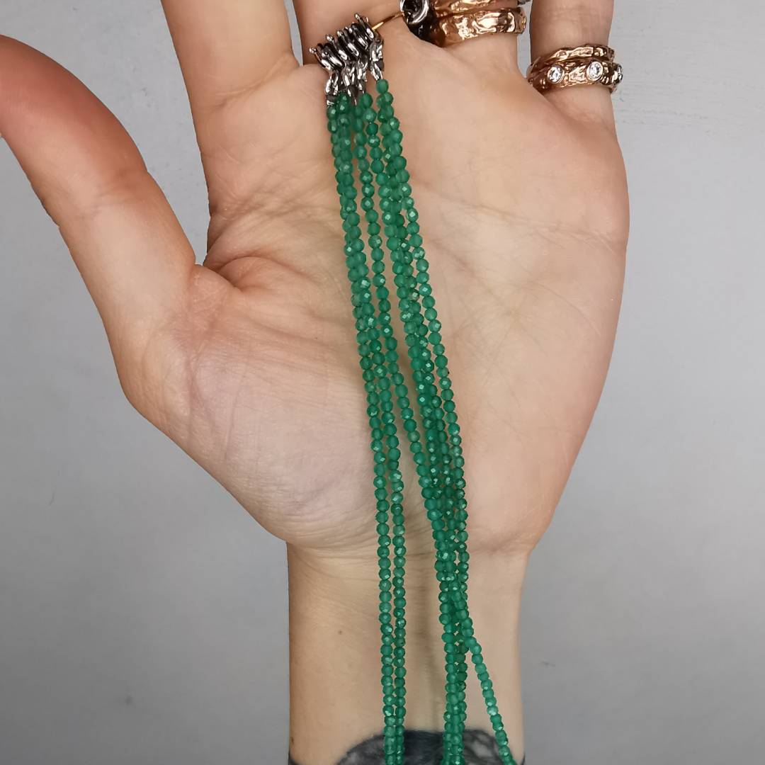 Green Agate Silver Bracelet