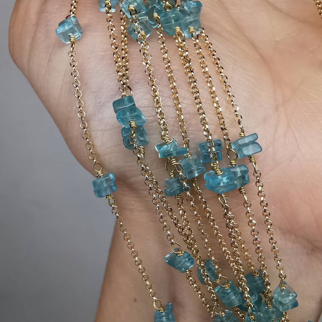 Yellow Gold Plated Silver Necklace With Apatite