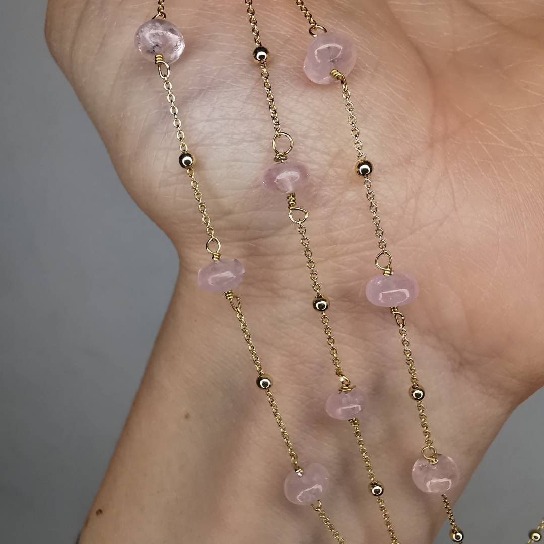 Yellow Gold Plated Silver Necklace With Morganite
