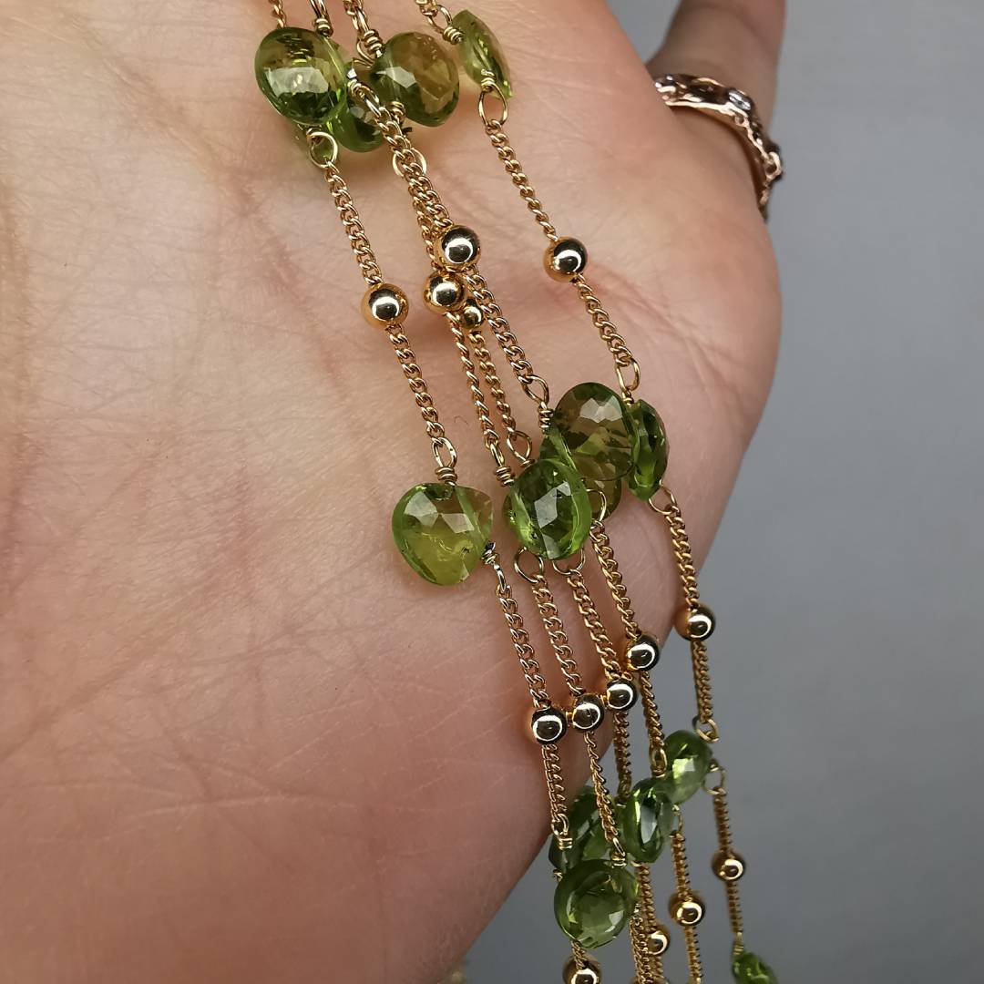 Yellow Gold Plated Silver Bracelet With Peridot
