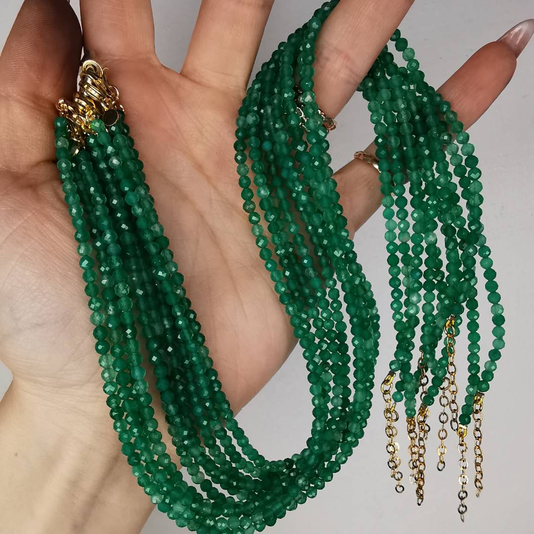 Green Agate Silver Necklace