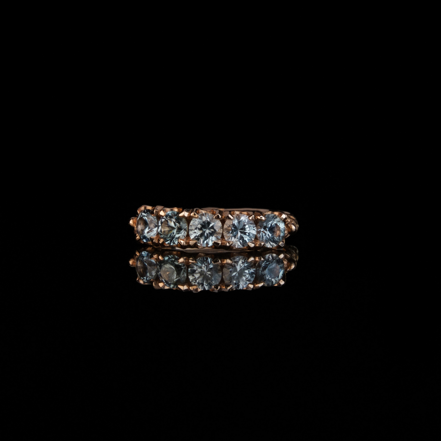 Rose Gold 1/2 Eternity Band Ring With Sapphires