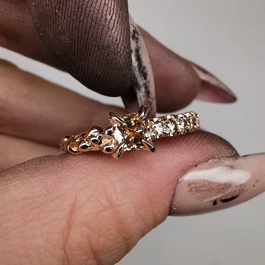 Rose Gold Megan Ring With Natural Cognac Diamonds