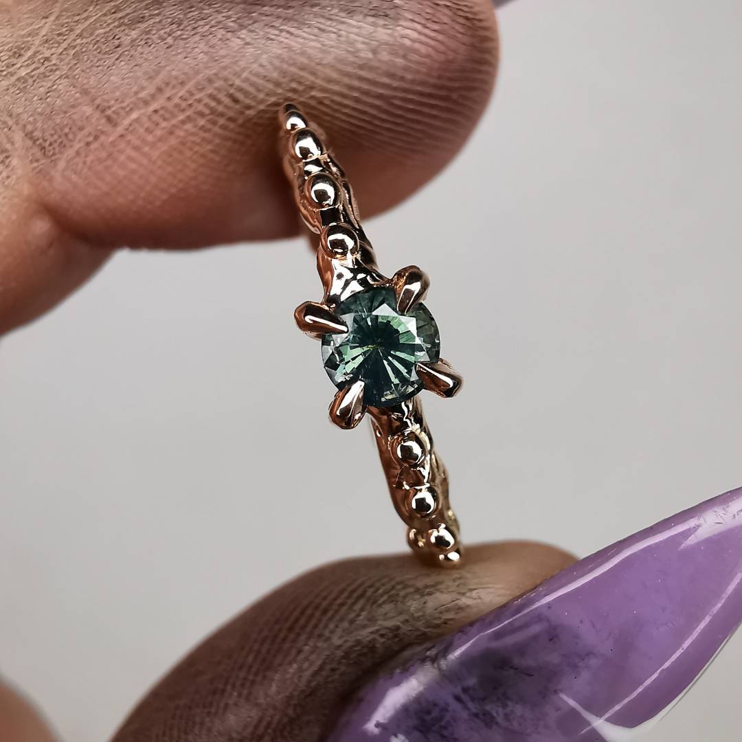 Rose Gold Signature Ring With Sapphire