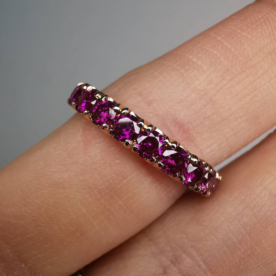 1/2 Eternity Band Rose Gold Ring With Diamonds