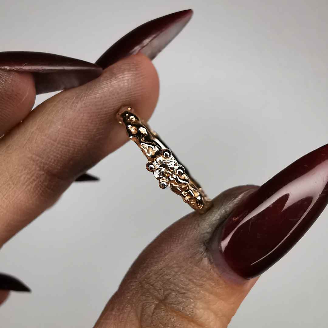 Rose Gold Ring With Natural Cognac Diamond