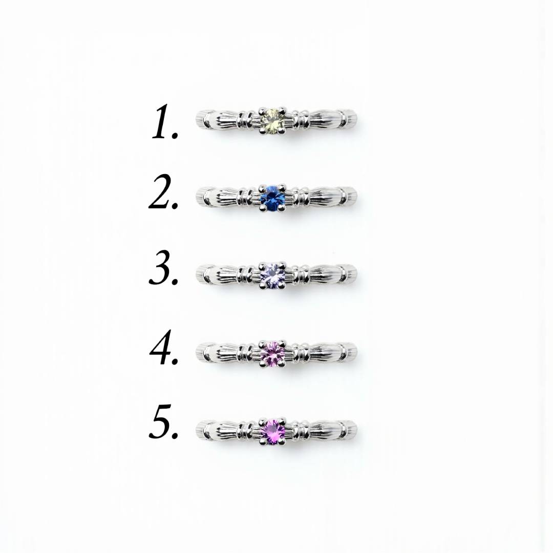 Silver Column Ring With 3.5mm Sapphires