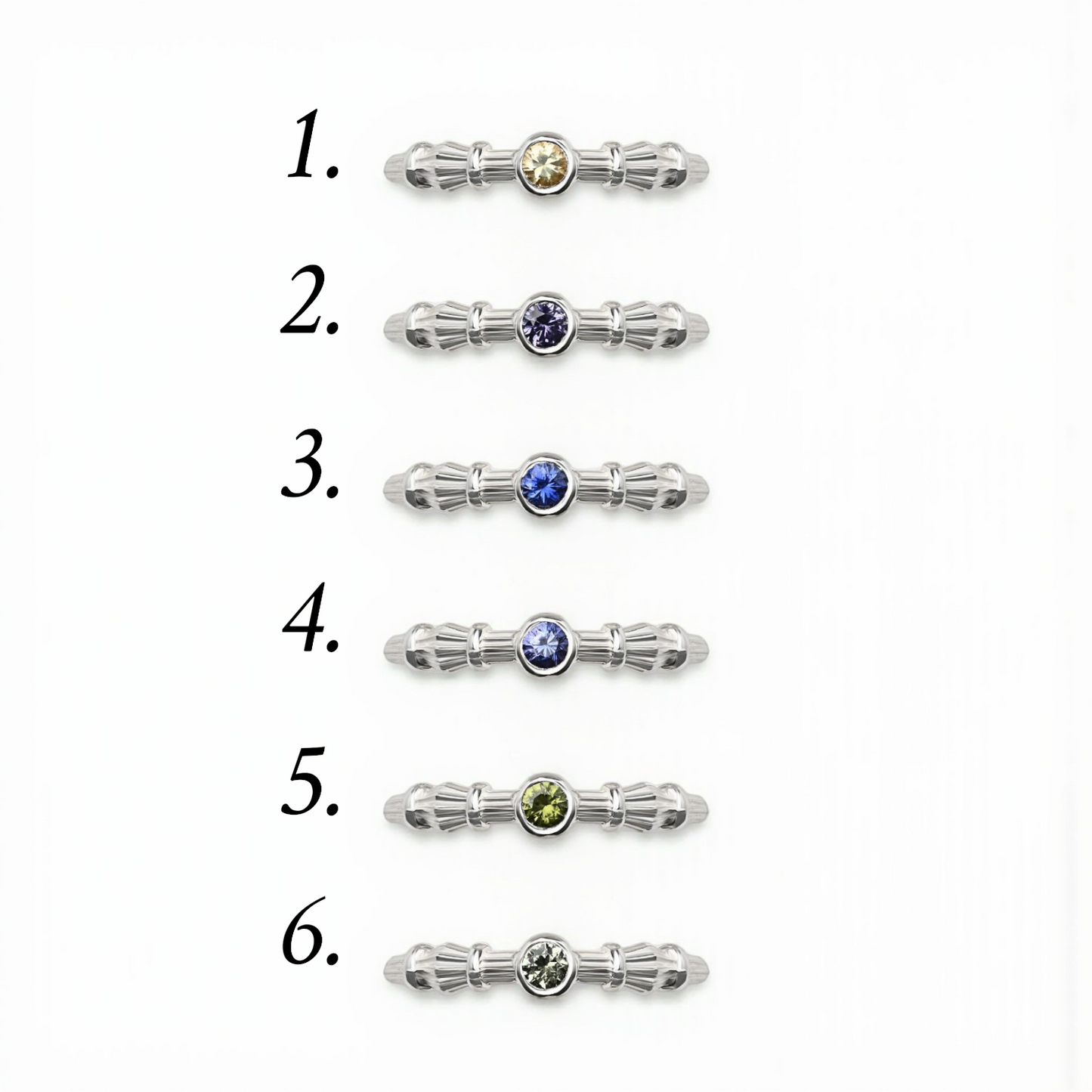 Silver Column Ring With 3mm Sapphires