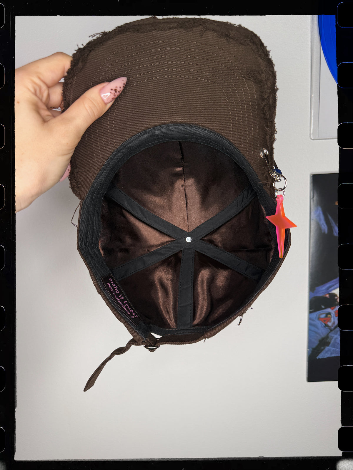 Brown Y2K Style Make It Louder Hat Pink Logo