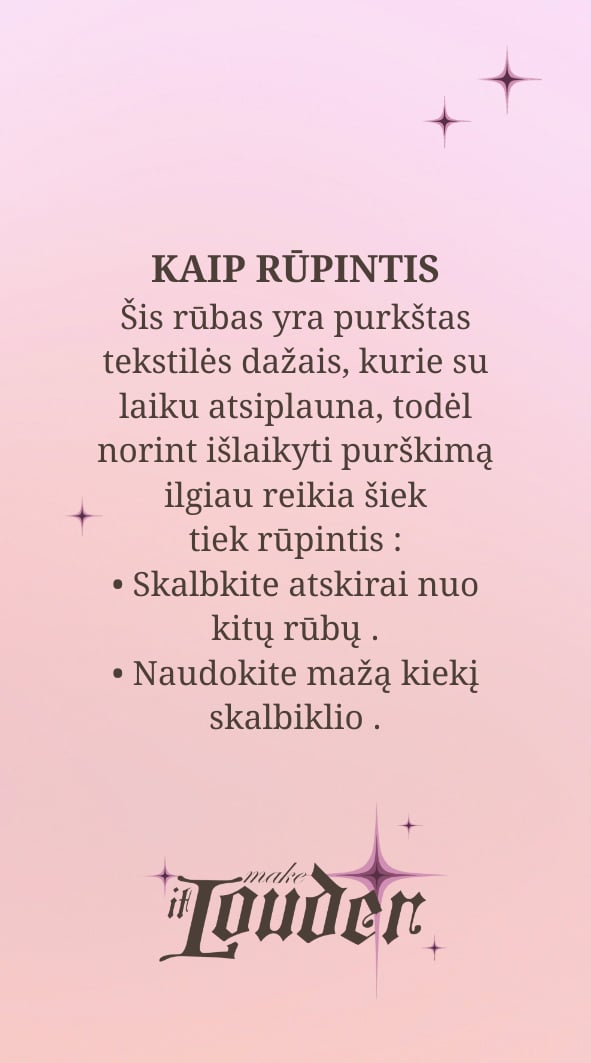Rožinis Purkštas Ilgom Rankovėm Didelis Siuvinėtas Logotipas