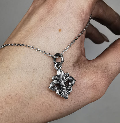 “ Fleur De Lis “ Oxidised Silver Pendant