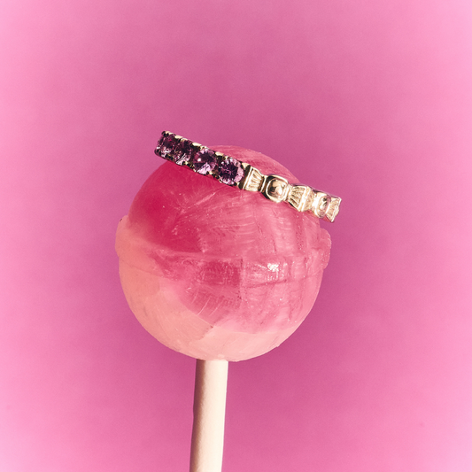 CUSTOM ORDER “ Candy “ 1/2 Eternity Gold Ring With 3mm Unheated Pink Sapphires