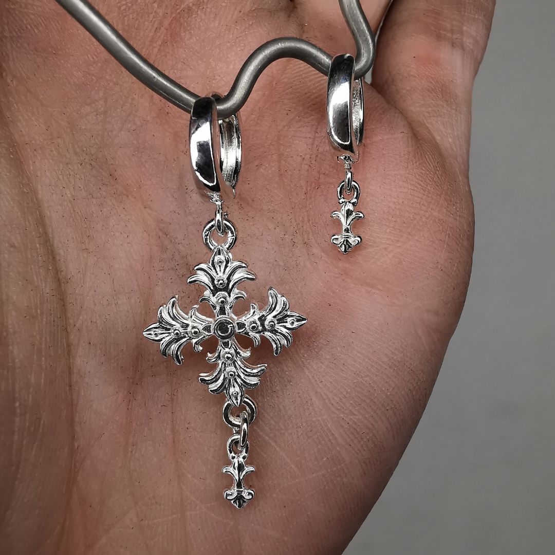 “ Fleury Cross “ Silver Earrings