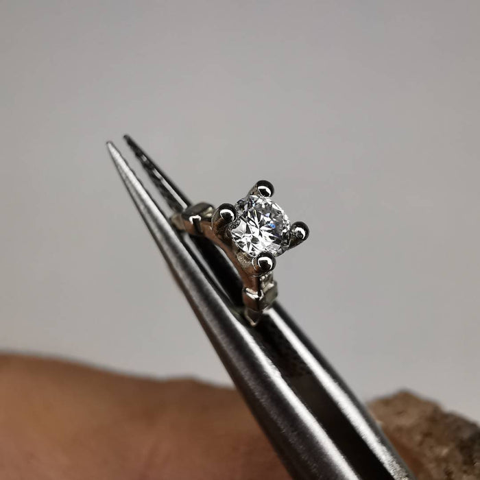 White Gold Charm & 3mm Lab. Diamond