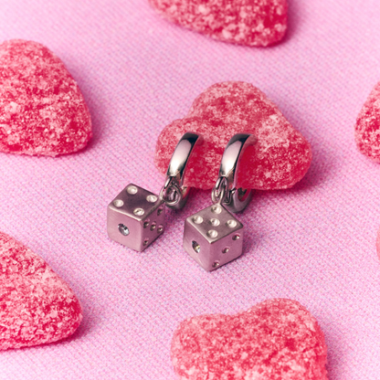 " Dice " Silver Earrings With 2mm  Unheated Teal Sapphires