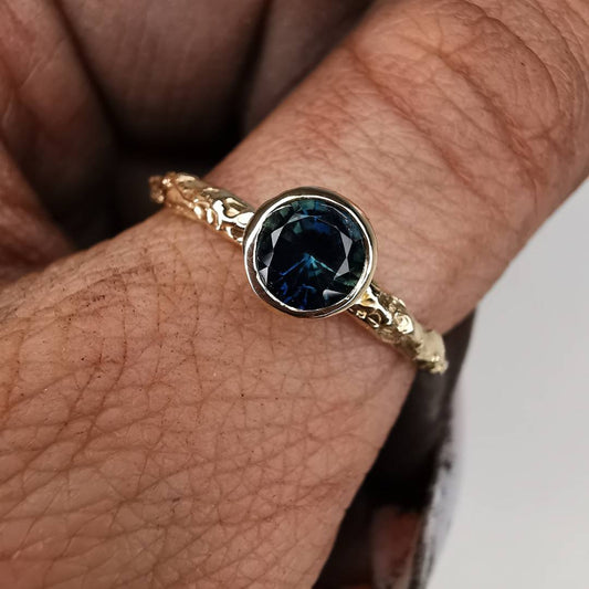 SLIM MAXI Geltono Aukso Žiedas Su Safyru