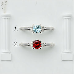 Silver Column IV Ring With 5mm Topaz And Garnet
