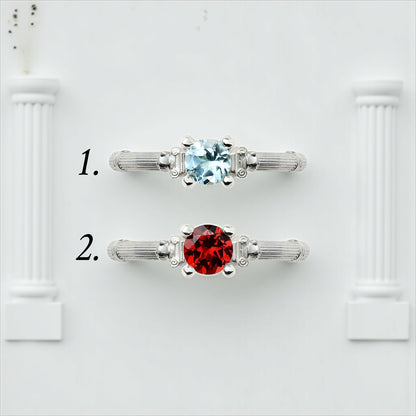 Column IV Sidabro Žiedas Su 5 mm Topazu Ir Granatu