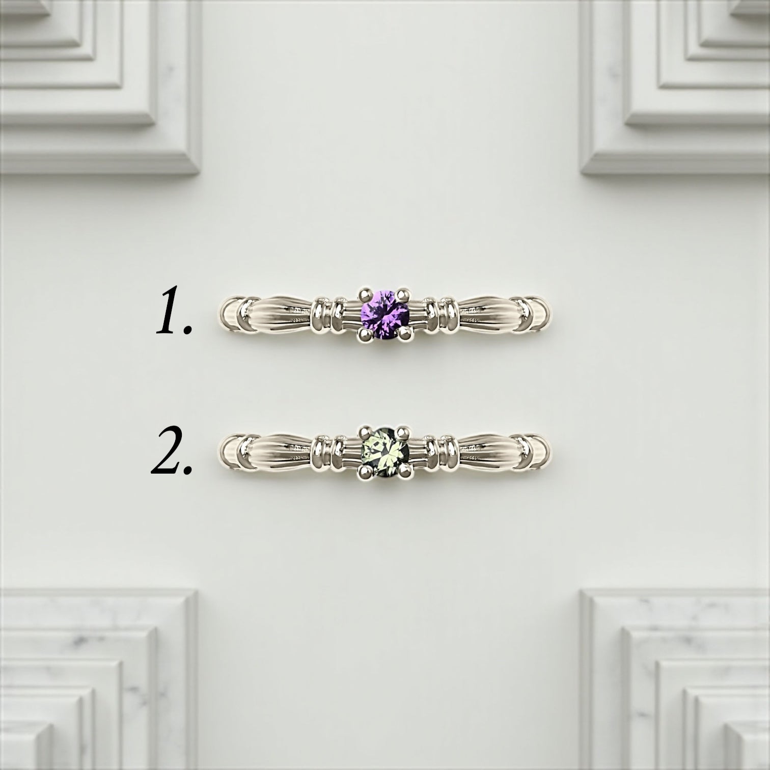 Column IV White Gold Rings With 3.5mm Sapphires
