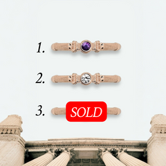 Rose Gold Column Midi Ring With 3mm Sapphires And Cognac Diamond
