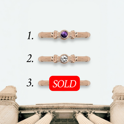 Rose Gold Column Midi Ring With 3mm Sapphires And Cognac Diamond