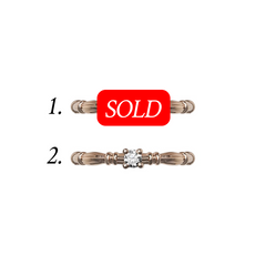 Column IV Rose Gold Rings With 3.5mm Sapphires and Lab. Diamond