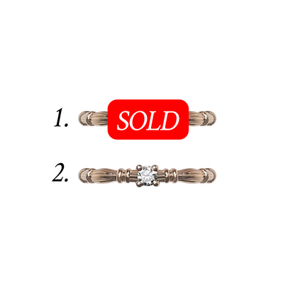 Column IV Raudo Aukso Žiedas Su 3.5mm Safyru ir Deimantu