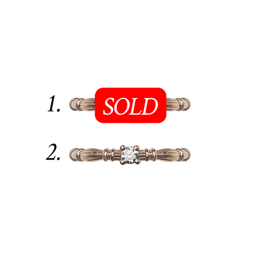 Column IV Rose Gold Rings With 3.5mm Sapphires and Lab. Diamond