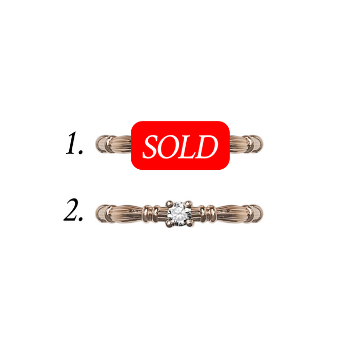 Column IV Rose Gold Rings With 3.5mm Sapphires and Lab. Diamond