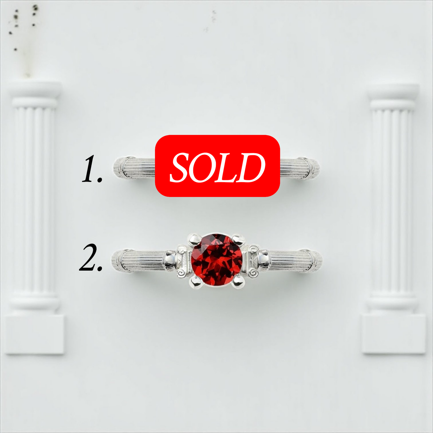 Column IV Sidabro Žiedas Su 5 mm Topazu Ir Granatu