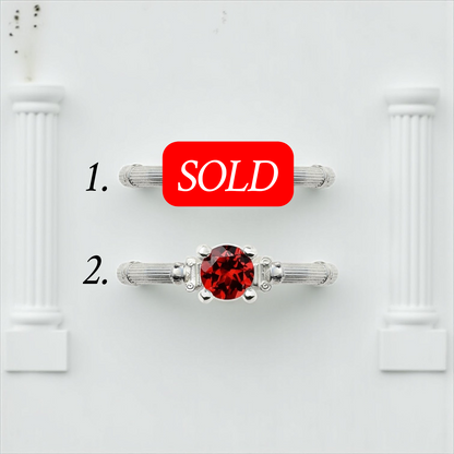 Column IV Sidabro Žiedas Su 5 mm Topazu Ir Granatu