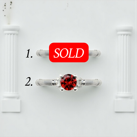 Silver Column IV Ring With 5mm Topaz And Garnet