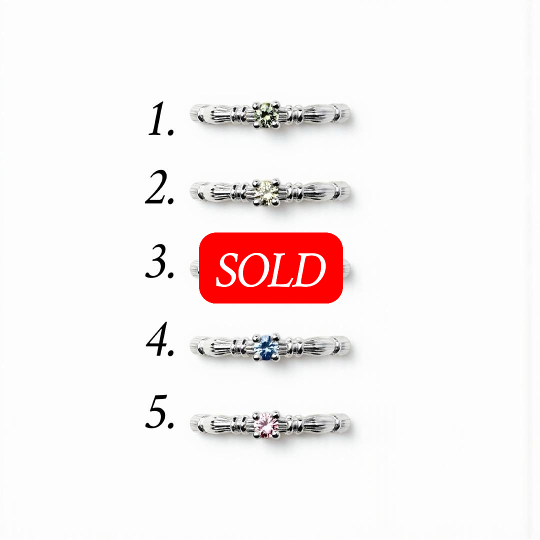 Silver Column Ring With 3.5mm Sapphires