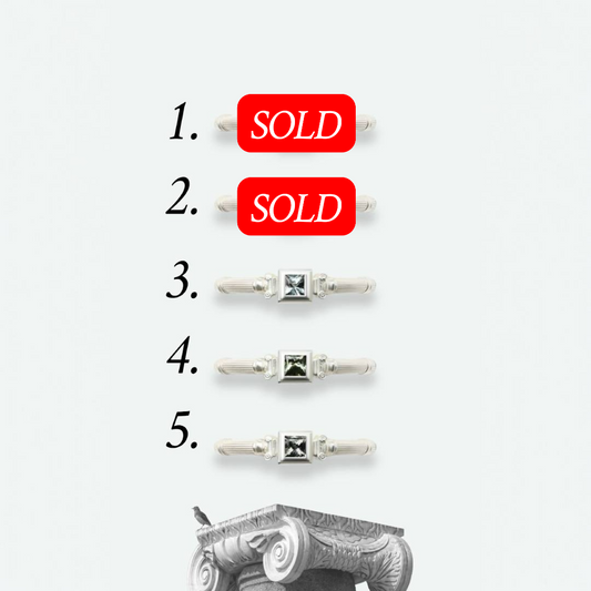  Sidabrinis Column Princess Žiedas Su 3mm Safyrais