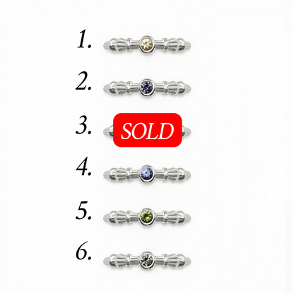 Silver Column Ring With 3mm Sapphires