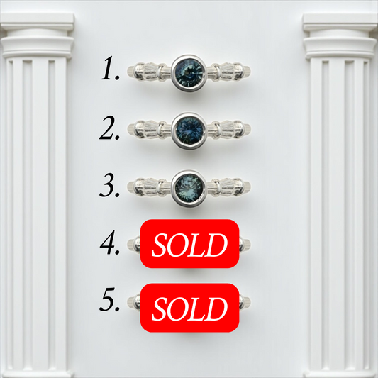 Silver Column Ring With 5mm Sapphires