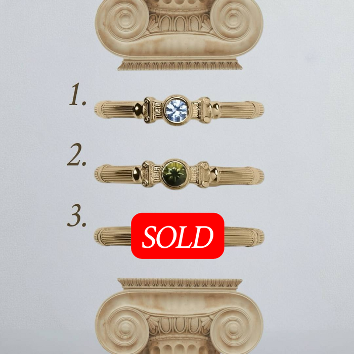 Yellow Gold Column Midi Ring With 3mm Sapphires Or Diamonds