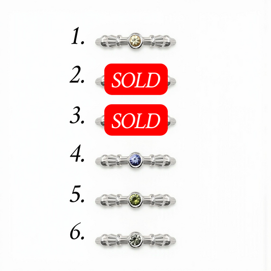 Silver Column Ring With 3mm Sapphires