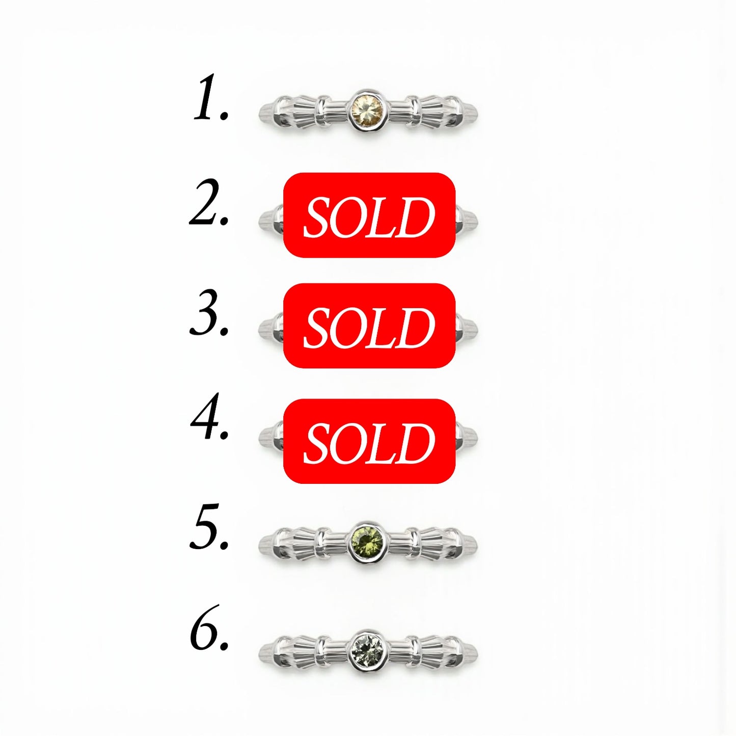 Silver Column Ring With 3mm Sapphires