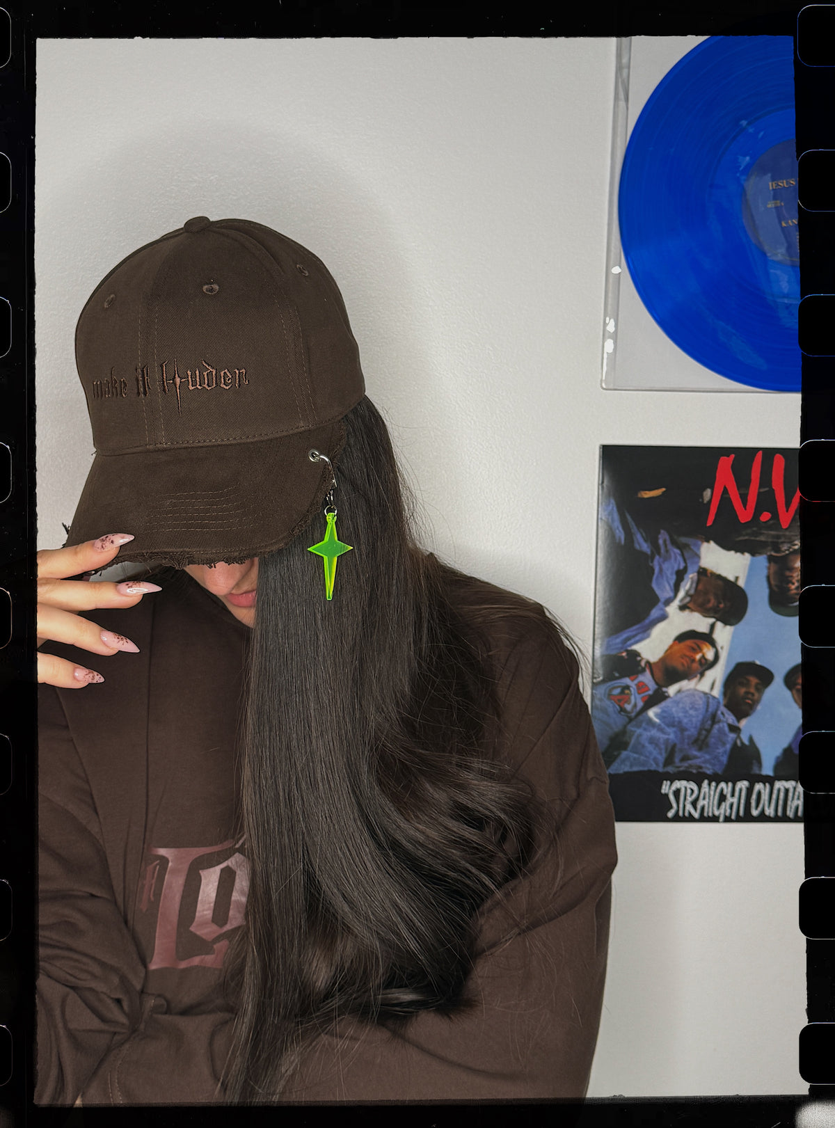 Brown Y2K Style Make It Louder Hat Brown Logo