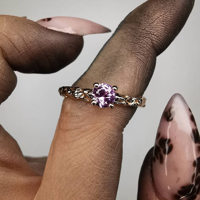 Rose Gold Ring With Purple 4.5mm Sapphire