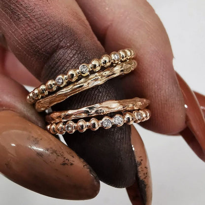 Bubble Slim Mini Diamonds Rose Gold Ring