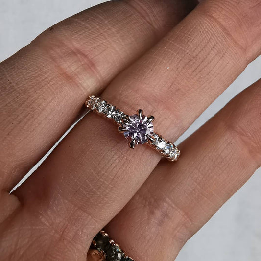 Rose Gold Ring With Sapphire & Lab. Diamonds