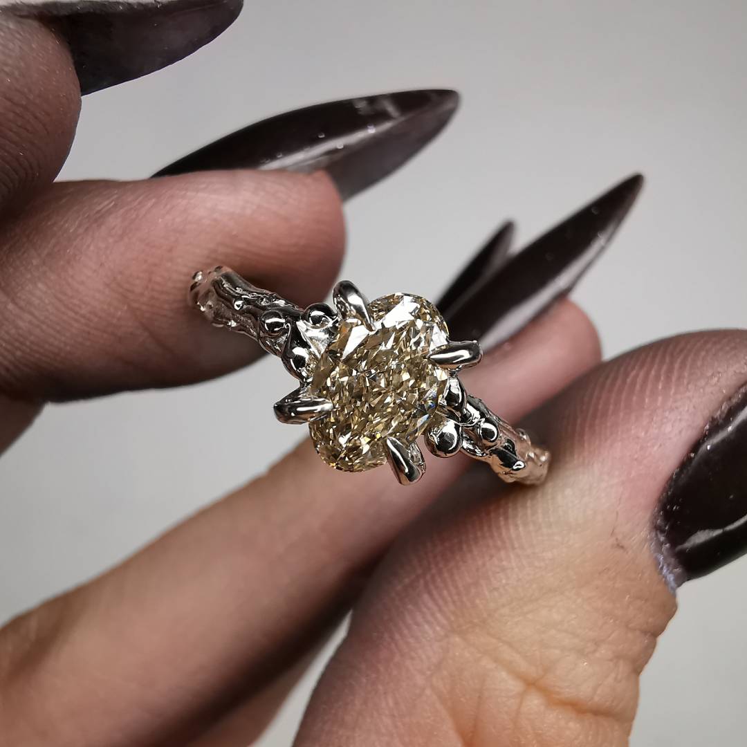 White Gold Signature Ring With Diamond