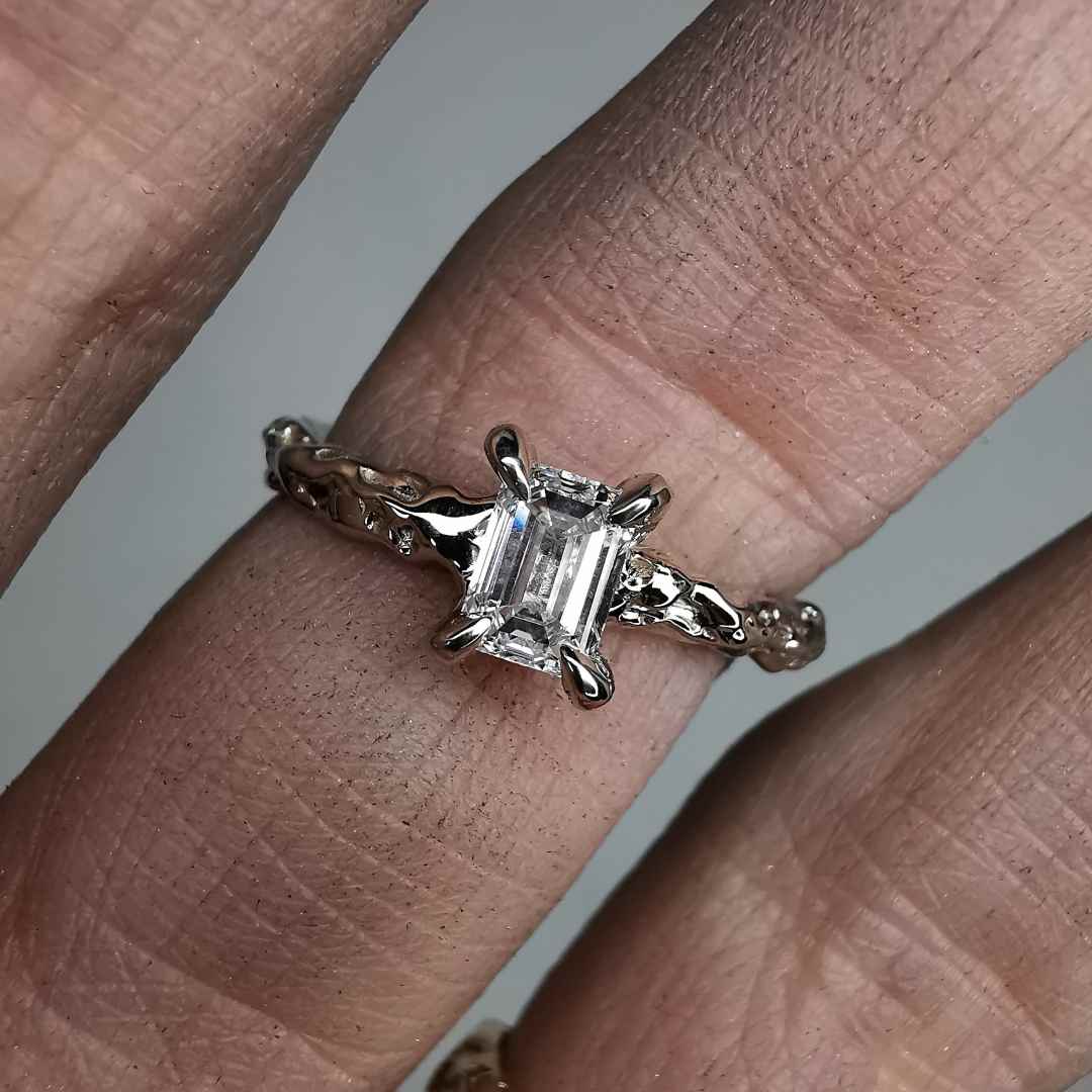 White Gold Signature Ring With Lab. Grown Diamond
