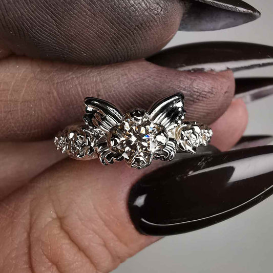 " Elfic Wings " White Gold Ring With Champagne / Cognac Diamond