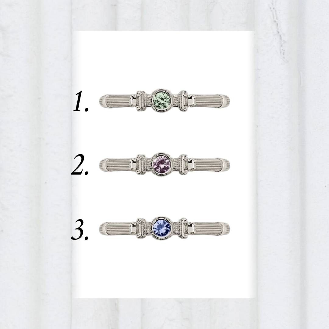 Silver Column  Midi Ring With 3mm Sapphires